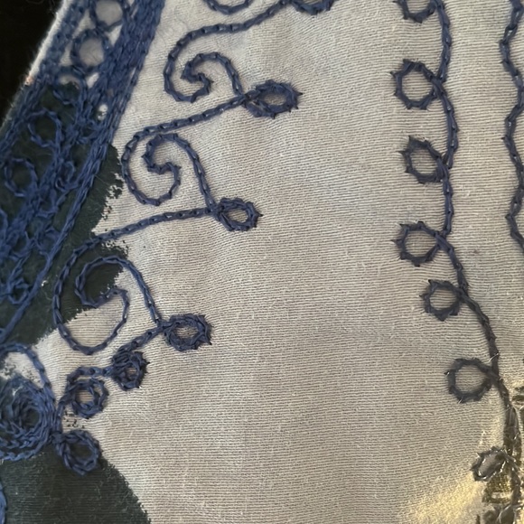 FREE PEOPLE SLEEVELESS BLUE COTTON DRESS WITH EMBROIDERY DETAILS SIZE 10 - Picture 3 of 6